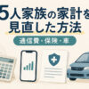 5人家族が通信費・保険・車などの家計を見直したイメージ